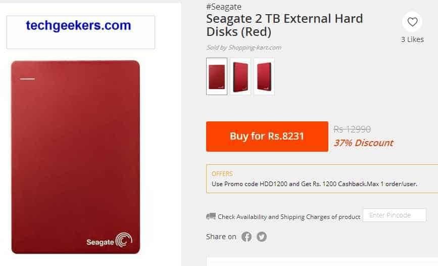 Get 1 TB external HardDisk at 3271rs only