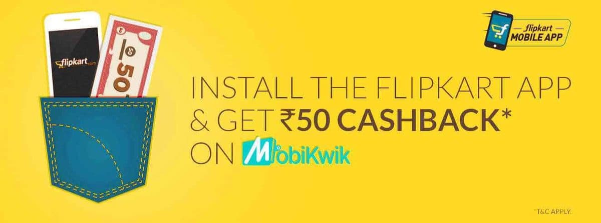 Flipkart App Offer Free Rs 50 Mobikwik Recharge