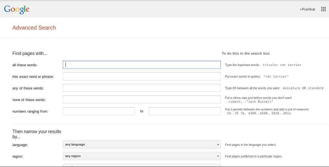 Google Advance Search