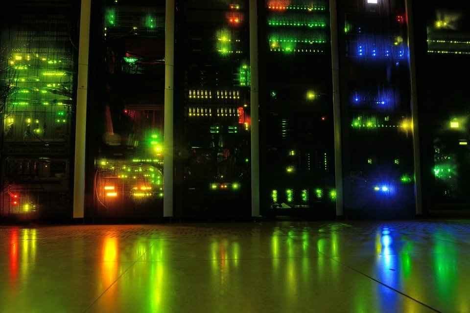Server, Room, Datacenter, Network, Leds, Night