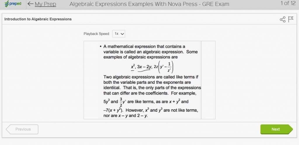 gre preparation in preped