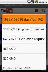 different format for videos in tubemate for pc