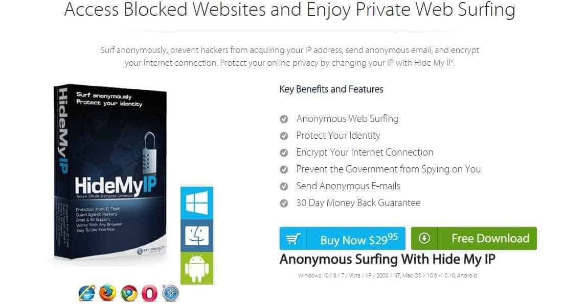 Hide My Ip main screen