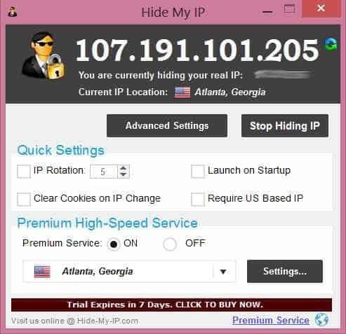 Hide my ip main setting