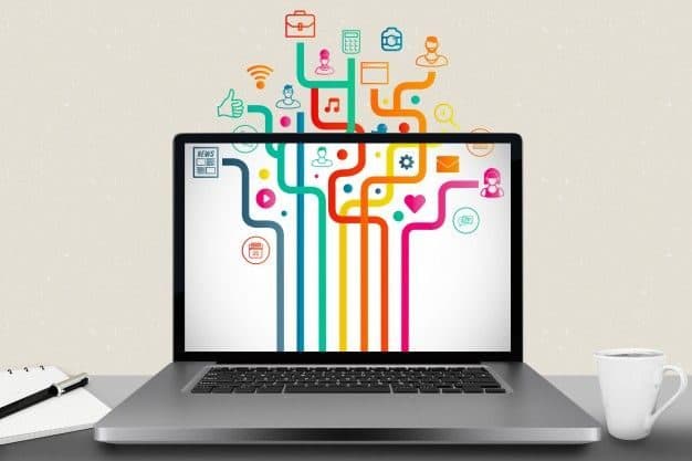 Laptop with different applications installed Free Photo