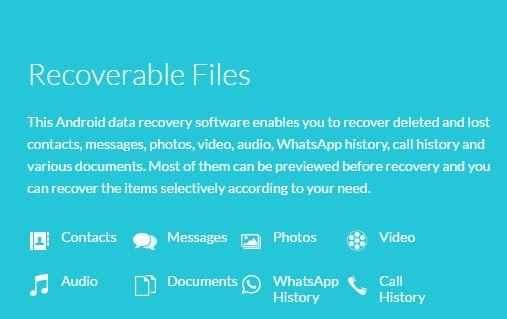 Recoverable files through wondershare android recovery tool