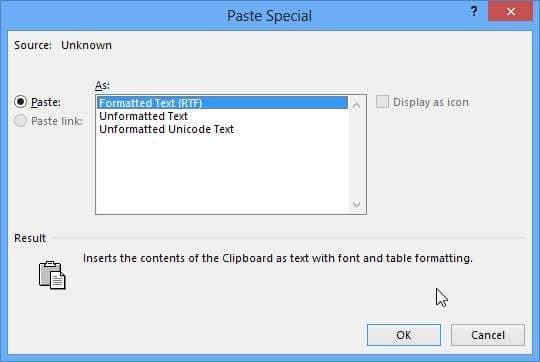 PasteSpecial Options