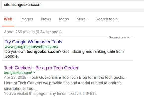 TechGeekers in Google search