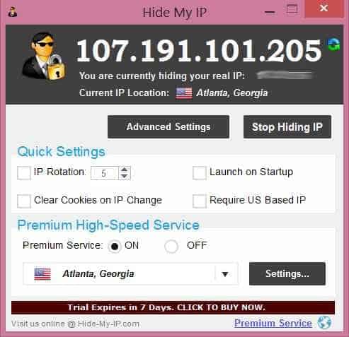 Hide my ip main setting