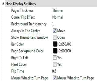 Flash Display setting for flipbook
