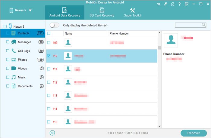 recover deleted contacts from android